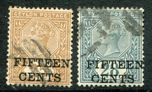 Ceylon 1891 15c/25c & 15c/28c SG 239-240 used (cat. £31.50) 'A' - Picture 1 of 1