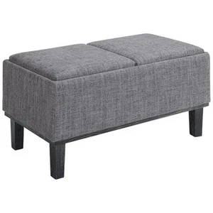 Convenience Concepts Designs4Comfort Brentwood Ottoman in Gray Linen Fabric - Picture 1 of 4