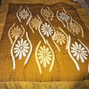Vintage Retro Puffy Comforter Cover Daisy Flowers Floral 65 X 75 Gold - Picture 1 of 3