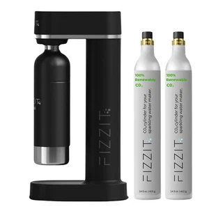 Máquina de refrescos para hacer agua con gas de acero inoxidable negro con 2 x CO2 gas y botella - Imagen 1 de 10