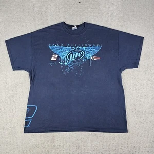 T-shirt stile Y2K Brad Keselowski #2 Miller Lite NASCAR blu uomo 2XL AOP - Foto 1 di 7