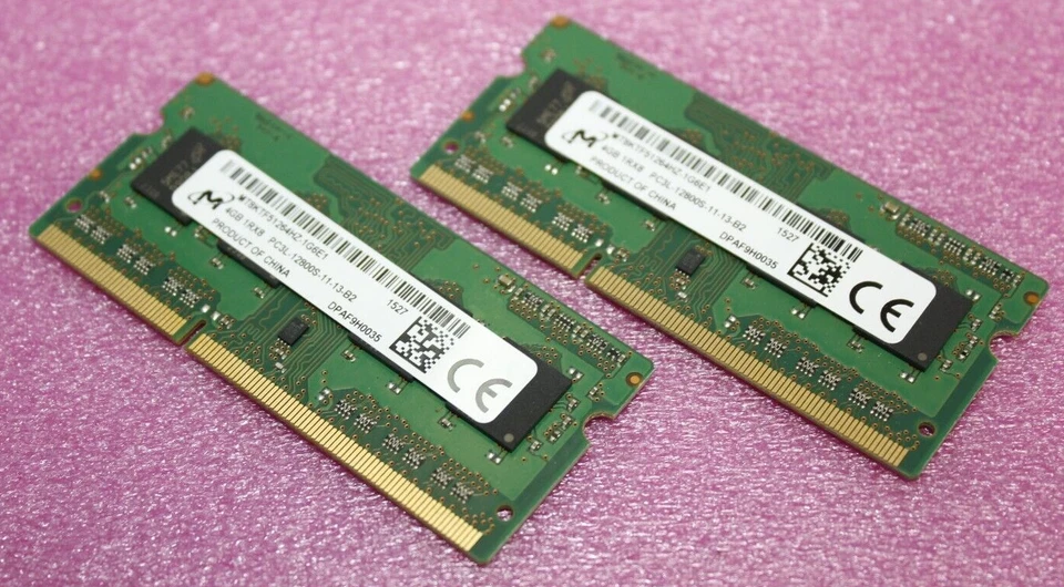 MICRON 8GB (2X4Gb) 1Rx8 DDR3 PC3L-12800S LAPTOP MEMORY RAM MT8KTF51264HZ-1G6E1 - Image 1 of 1