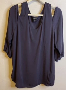 TORRID Gray Cold Shoulder Blouse Top Shirt Size 2X Stretch Women 3/4 Sleeve - Picture 1 of 3