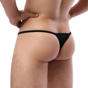 Men Thong G String Sexy Underwear See-through Underpants Sissy High Fork Panties - Picture 1 of 21