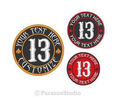 Custom Embroidered 13 Number Patch - 13 Biker MC Sew on Round Patch - 2.5" ~ 7" - Image 1 of 4