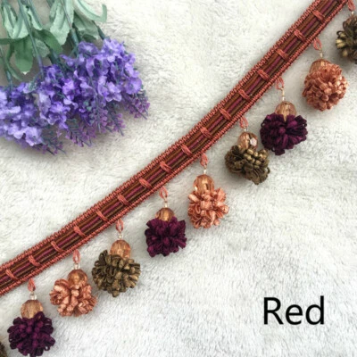Pom Curtain Ribbon Balls Tassel Trims Fringe Edging Sewing Fabric DIY - Image 1 of 4