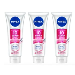 Nivea Body Serum Extra Bright 10 Super Vitamins Skin Food Lotion 300 ml x3 - Picture 1 of 9