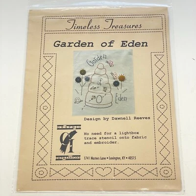 Timeless Treasures Stitchery Quilt Embroidery Sewing Template Garden of Eden - Image 1 of 4