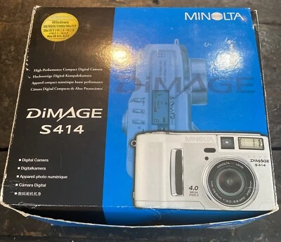 Minolta DIMAGE S414 4.0 MP 4x Optical Zoom Digital Camera Box Papers CD Cord AA - Image 1 of 4