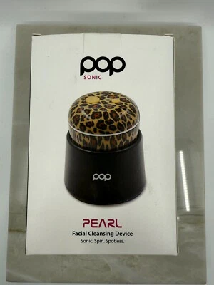 Dispositivo de limpeza facial Pop Sonic Pearl estampa de leopardo rotação impecável novo na caixa - Imagem 1 de 4