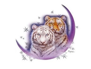 Tiger Shirt, Two Tigers in Cresent Moon, White Tiger, Small - 5X, Valentine - Bild 1 von 1