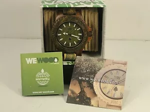 WEWOOD Date BI-COLOR Brown / Army Natural Wood WATCH Miyota Mvmt ***See Note - Picture 1 of 5