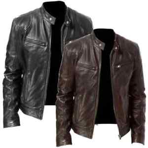 Men’s Leather Jacket Motorcycle Biker Black & Brown Cafe Racer Leather Jacket