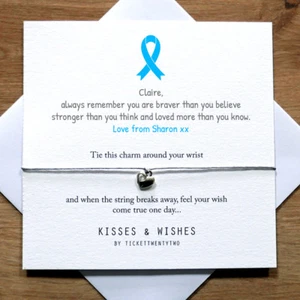 Pulsera de deseos personalizada hecha a mano para el cáncer de próstata - Ponte bien pronto, buena suerte - Imagen 1 de 3
