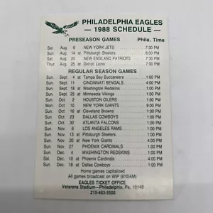 1988 Philadelphia Eagles NFL Pocket Schedule Sponsor Frito Lay - Picture 1 of 2