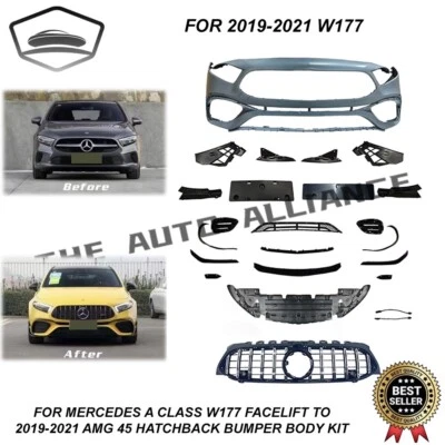 A45S Style Bumper Fit Mercedes-Benz A-Class W177 A200 A250 A300 Front Body kit - Image 1 of 4