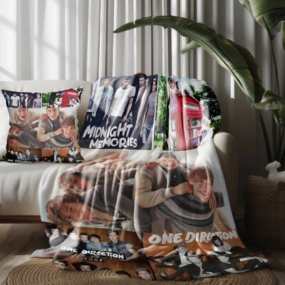 Throw Blanket and Pillowcase Set of 2，1D Flannel One Direction Decor - Image 1 of 4