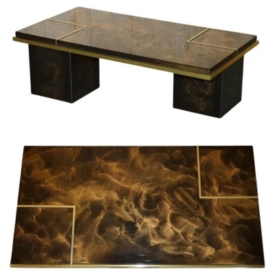 EXQUISITE MID CENTURY MODERN HIDDEN STORAGE HAND PAINTED LACQUERED COFFEE TABLE - Image 1 of 4