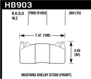Hawk Performance HB903B.604 HPS 5.0 Disc Brake Pad Fits 15-19 Mustang - Picture 1 of 1