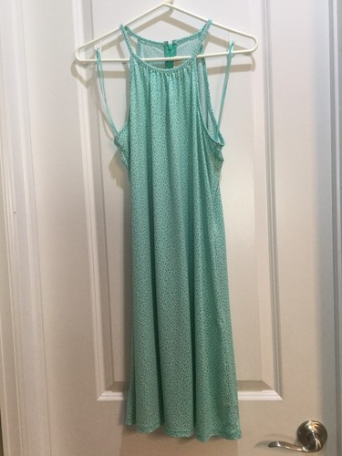 Abito Michael Kors stampato Halter taglia small verde stampa ascella ad ascella 19"