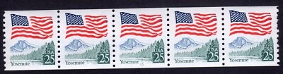 Scott #2280a Flag Over Yosemite Plate # Coil (PNC5) of 5 Stamps - MNH P#10 - Image 1 of 2