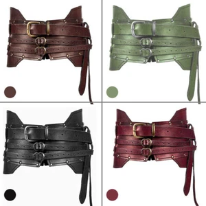 Middle Ages Vintage Leather Wide Belt Knight Medieval Costume Waistband Cosplay - Picture 1 of 11