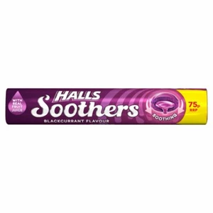 HALLS SOOTHERS BLACK CURRENT FLAVORED SWEETS 45 g (Pack of 20 / 40 / 60) - Picture 1 of 4