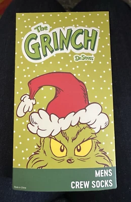 ¡CÓMO EL GRINCH ROBÓ LA NAVIDAD! 2 PARES CALCETINES HOMBRE CREW ROJO Y VERDE TALLA 10-13 NUEVOS Foto 1 de 4