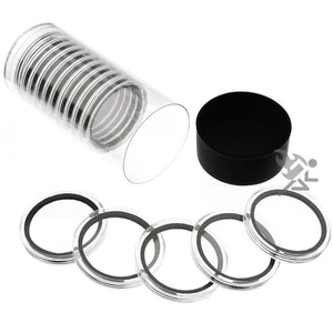 10 $ Silber Strikes Halter, schwarze Kapsel Tube & 15 Air-Tite x 43 mm schwarze Ringe - Bild 1 von 2
