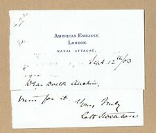Charles Herbert Stockton, US Rear admiral. 1903 autograph on clipped letter