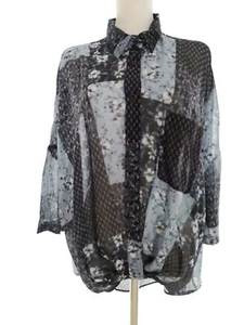 French connection T. L Azul marino Blusa con botones Manga 3/4 Bolsillos - Imagen 1 de 5