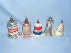 Vintage Christmas Tree Glass Bells Baubles Decorations x 5
