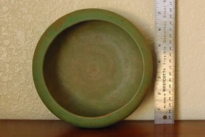 Impressive Antique Roseville Pottery Early Carnelian Console Bowl Matte Green - Picture 1 of 9