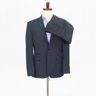 Express 40R 34x29 Gray Full Suit Solid 2-Button Polyester - Image 1 of 4