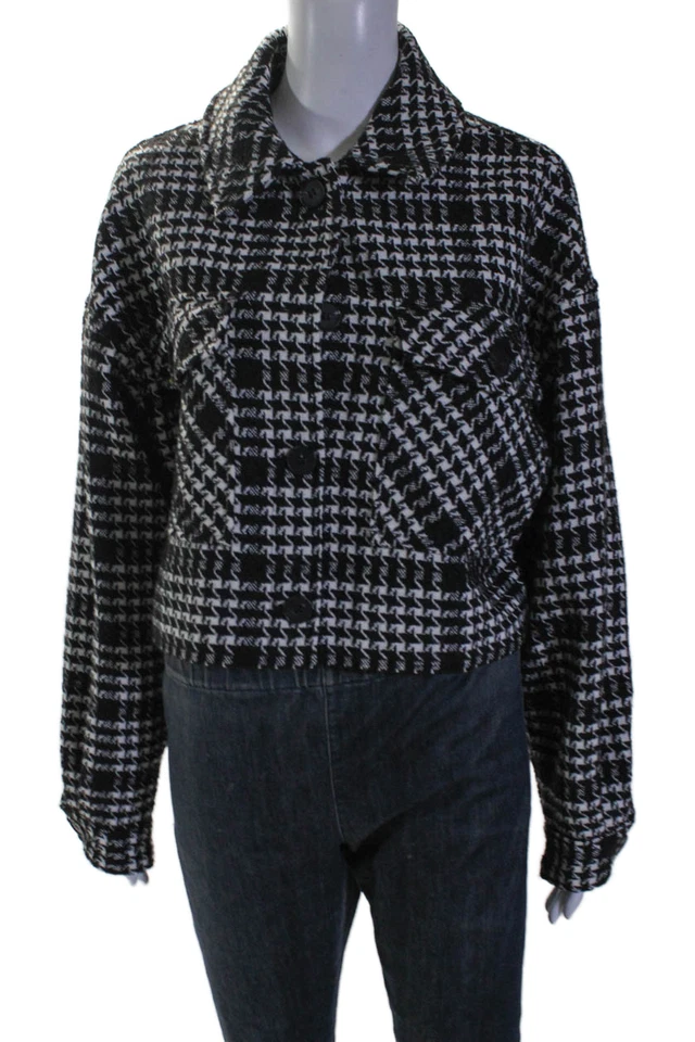 Chaqueta Dynamite Mujer Negra Pata de Gallo Botón Delantero Manga Larga Talla L Foto 1 de 4