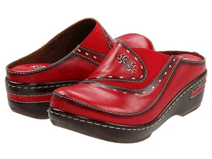 L'Artiste by Spring Step Red Slip On Leather Clogs Shoes Women 40 - UK 7 - BNIB - Picture 1 of 4