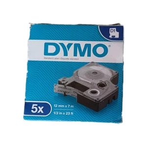 Paquete de 5 etiquetas estándar Dymo 12 mm x 7 m D1 estándar negro sobre blanco S0720530 - Imagen 1 de 2