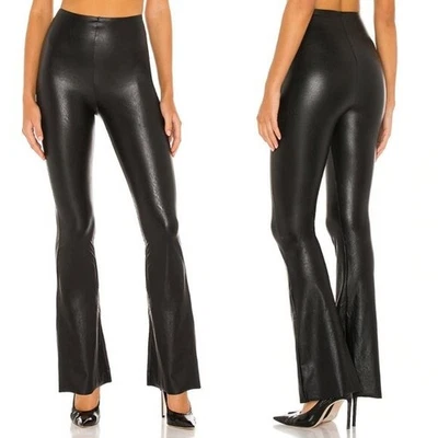 Commando Black Faux Leather Flare Leggings Womens XL Stretch Lined - Image 1 of 4