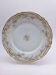 Vintage Theodore Haviland Limoges France Pink Flowers with Gold Plate - Picture 1 of 12