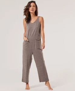 Pact Organic Cotton All Ease Lounge Jumpsuit Streifen Damen Größe M Minimalistisch - Bild 1 von 7