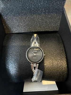 Citizen Eco-Drive Axiom Black Dial Bangle Small Ladies Watch EX1420-50E New Open - Image 1 of 4