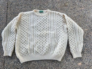 Vintage Gaeltarra Cream Irish Fisherman Sweater 100% Wool Ireland Sz XL - Picture 1 of 6