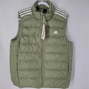 NWT Adidas Essentials 3-Stripes Light Down Vest Sleeveless Tent Green Large $80 - Picture 1 of 12
