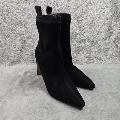 Kate Spade Down Under Stretch Suede Womens Size 7 B Black Side Zip Block Heel - Image 1 of 4