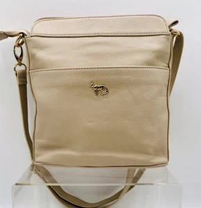 Emma Fox Designer Leather Shoulder Bag Purse Tan and White 9.5” Wx 10” T x 3” D - Picture 1 of 9
