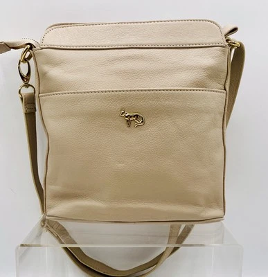 "Bolso de hombro de cuero de diseñador Emma Fox bolso tostado y blanco 9,5"" ancho 10"" t x 3"" d" Foto 1 de 4