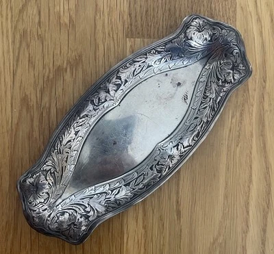 Bandeja floral antigua de plata esterlina maciza R.WALLACE & Sons Arts & Crafts Nouveau Foto 1 de 4