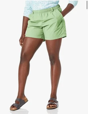 Columbia Backcast Water Shorts Women's XS 5 Inch Drawstring Pockets Lime Green - Image 1 of 4