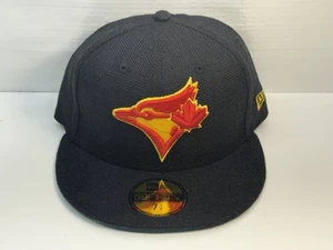 Toronto Blue Jays New Era Hat 59Fifty Fitted 7 1/4 Black Hemp Cap Gold Red Logo - Picture 1 of 9