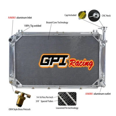 Aluminum Radiator FOR Nissan GQ Patrol Y60 4.2L Petrol TB42S&TB42E 88-97 96 AT - Image 1 of 4